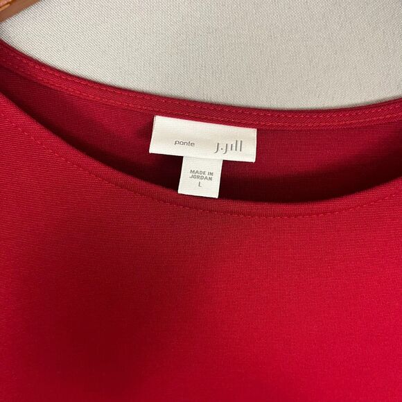 J Jill Ponte Classic A-line Shift Dress Womens Large Red Stretch Church Office - Picture 2 of 5
